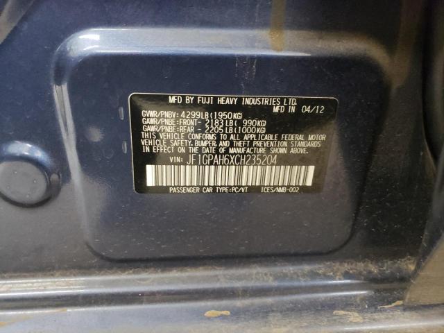 2012 Subaru Impreza Limited VIN: JF1GPAH6XCH235204 Lot: 60780804