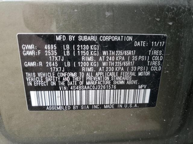 2018 Subaru Outback 2.5I VIN: 4S4BSAAC0J3261576 Lot: 59137134