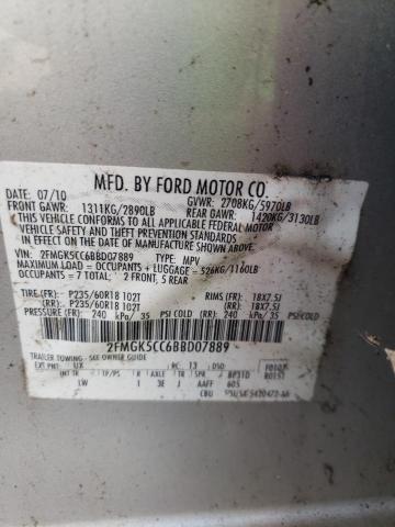 2011 Ford Flex Sel VIN: 2FMGK5CC6BBD07889 Lot: 59149164