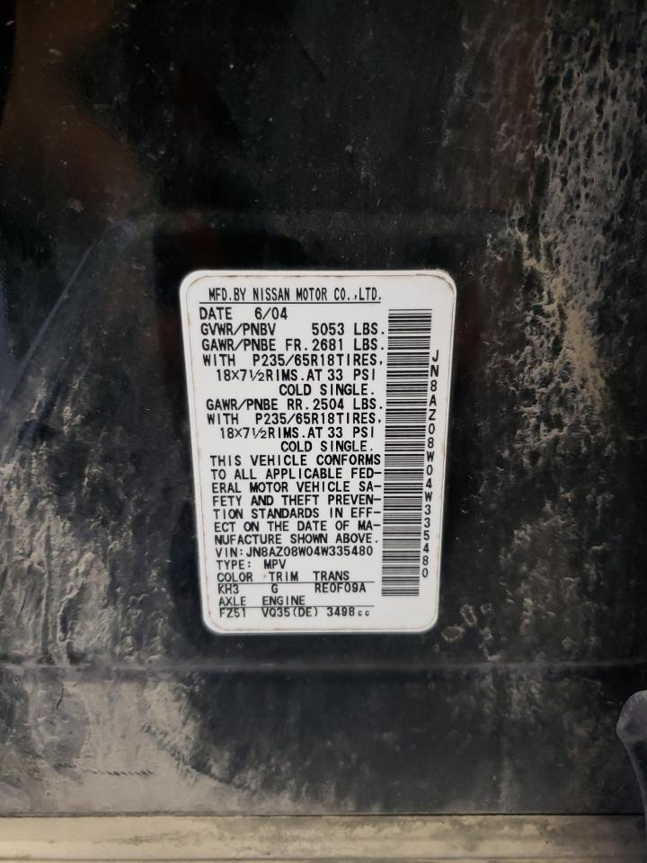 JN8AZ08W04W335480 2004 Nissan Murano Sl