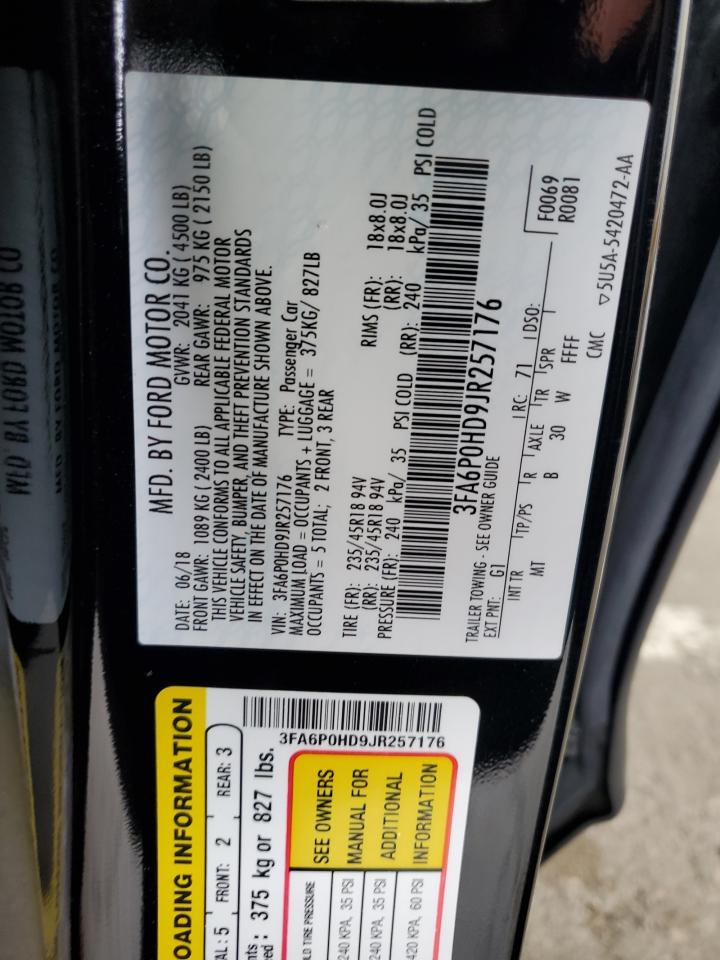 2018 Ford Fusion Se vin: 3FA6P0HD9JR257176