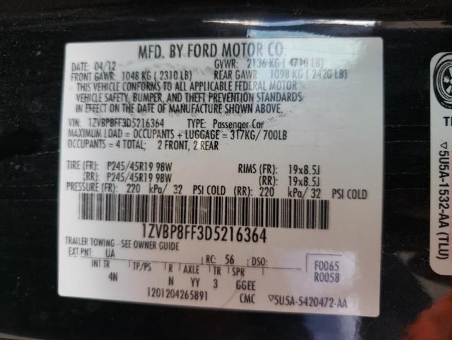 2013 Ford Mustang Gt VIN: 1ZVBP8FF3D5216364 Lot: 60726744