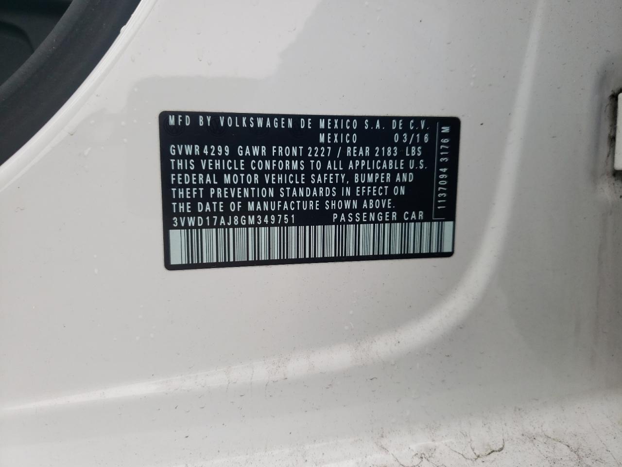 3VWD17AJ8GM349751 2016 Volkswagen Jetta Sport