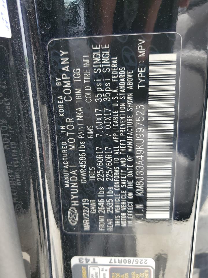 KM8J33A49KU997523 2019 Hyundai Tucson Limited