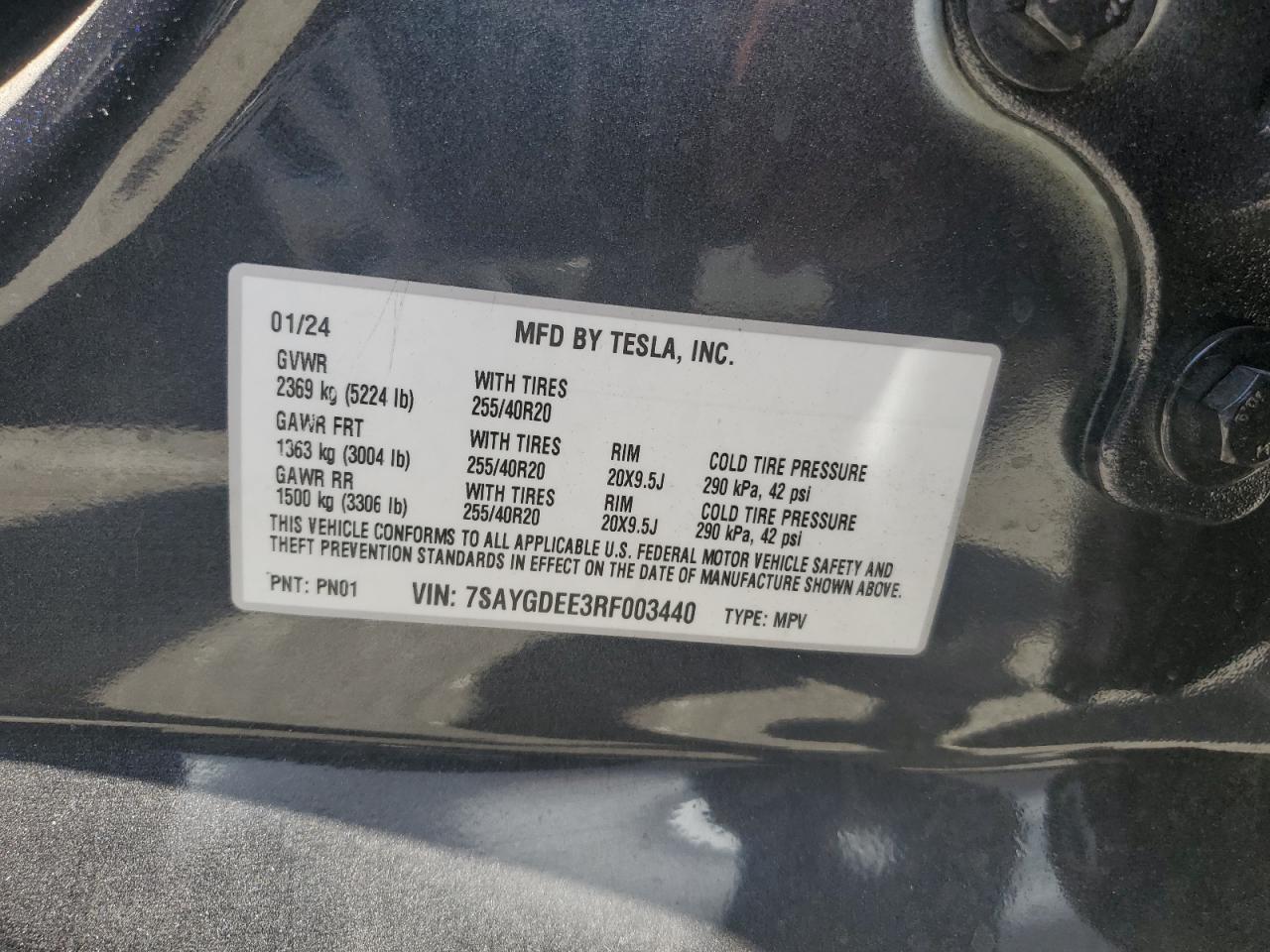 7SAYGDEE3RF003440 2024 Tesla Model Y