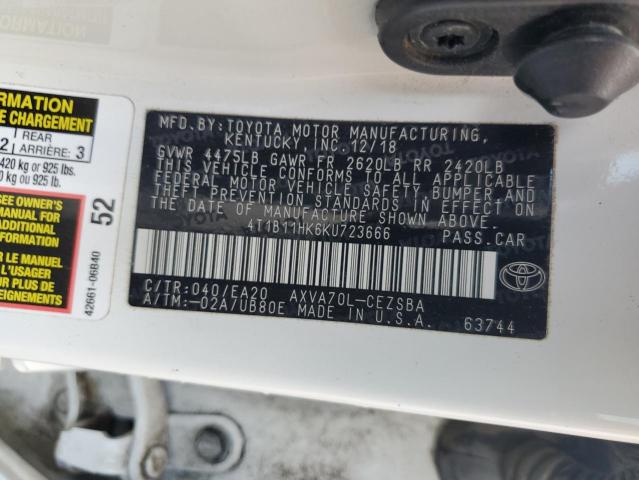 VIN 4T1B11HK6KU723666 2019 Toyota Camry, L no.12