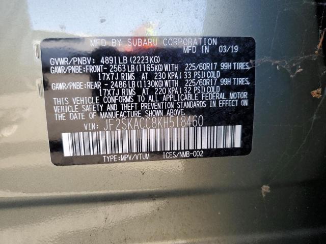 2019 SUBARU FORESTER JF2SKACC8KH518460
