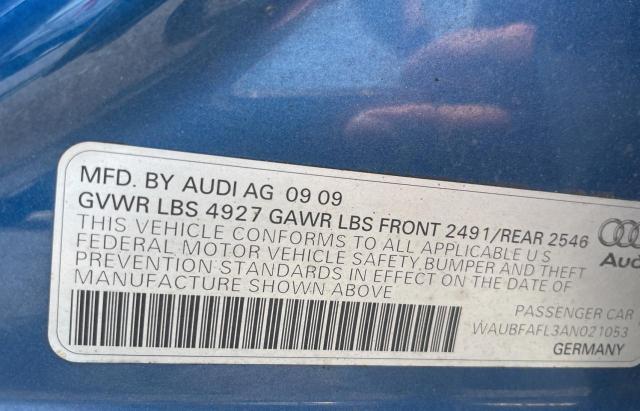 2010 Audi A4 Premium VIN: WAUBFAFL3AN021053 Lot: 60084914