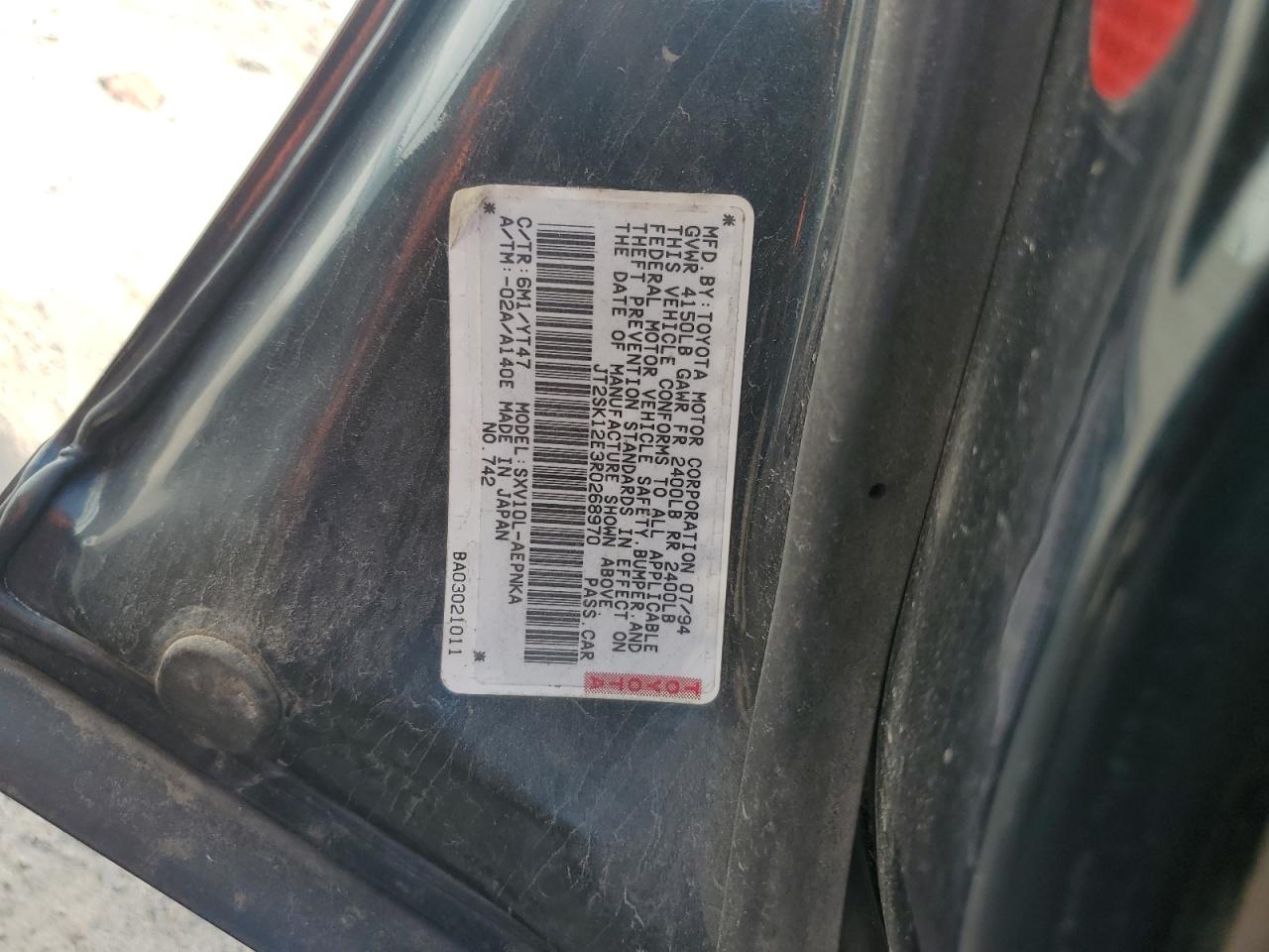 JT2SK12E3R0268970 1994 Toyota Camry Le