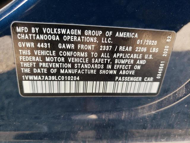 2020 Volkswagen Passat R-Line VIN: 1VWMA7A39LC010204 Lot: 57382554