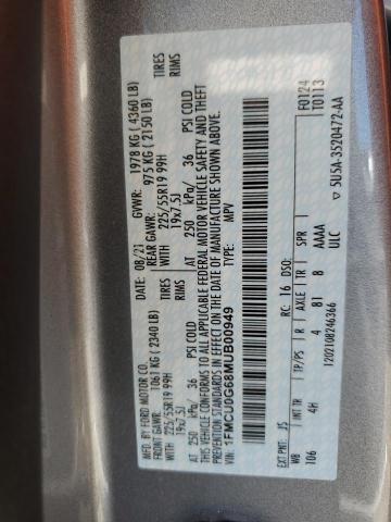 2021 Ford Escape Se VIN: 1FMCU0G68MUB00949 Lot: 57510314