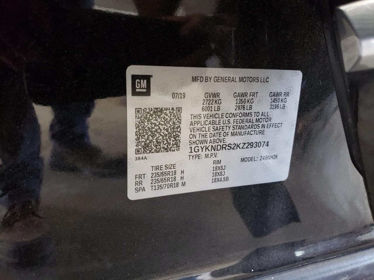 1GYKNDRS2KZ293074 2019 Cadillac Xt5 Luxury