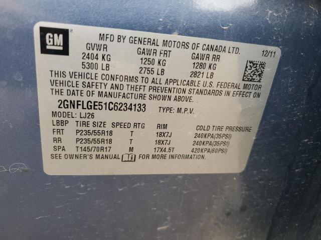 2012 Chevrolet Equinox Ltz VIN: 2GNFLGE51C6234133 Lot: 57418394