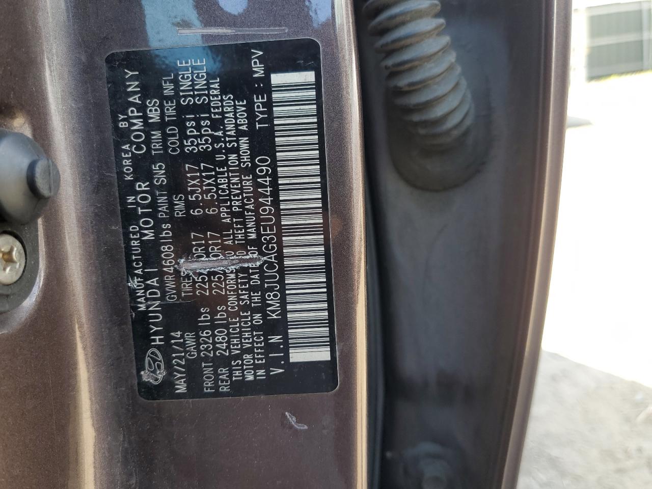 KM8JUCAG3EU944490 2014 Hyundai Tucson Gls