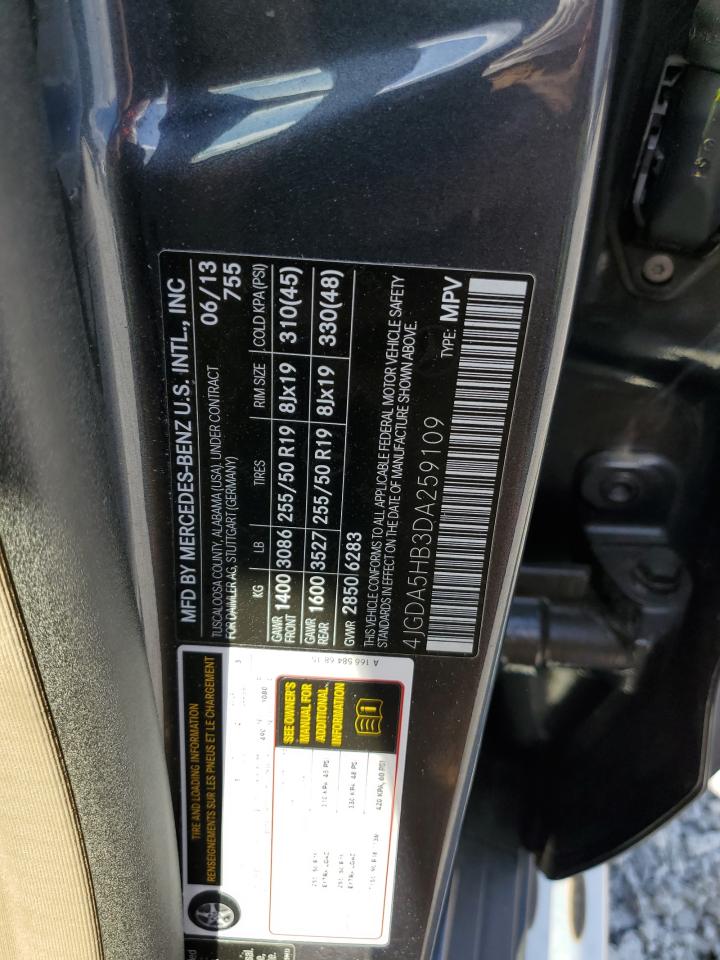 4JGDA5HB3DA259109 2013 Mercedes-Benz Ml 350 4Matic