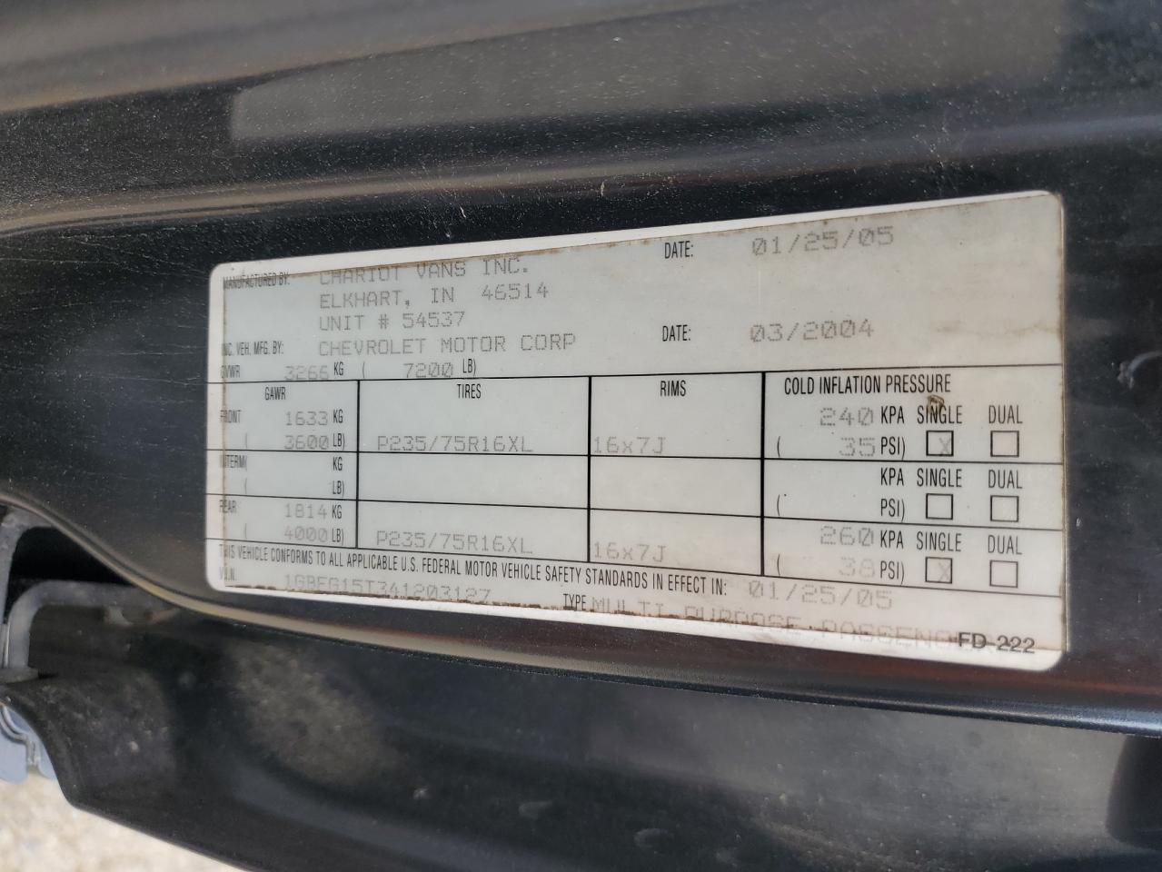 1GBFG15T341203127 2004 Chevrolet Express G1500