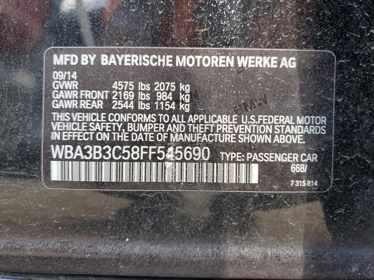 WBA3B3C58FF545690 2015 BMW 328 Xi