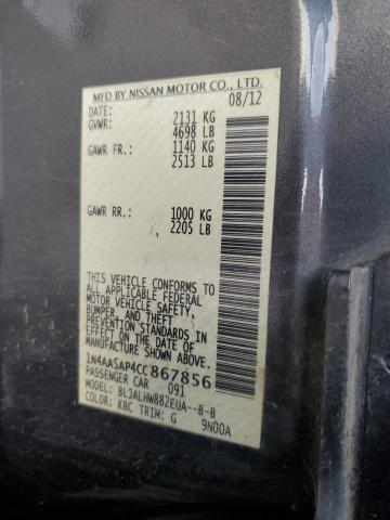 2012 Nissan Maxima S VIN: 1N4AA5AP4CC867856 Lot: 57021564