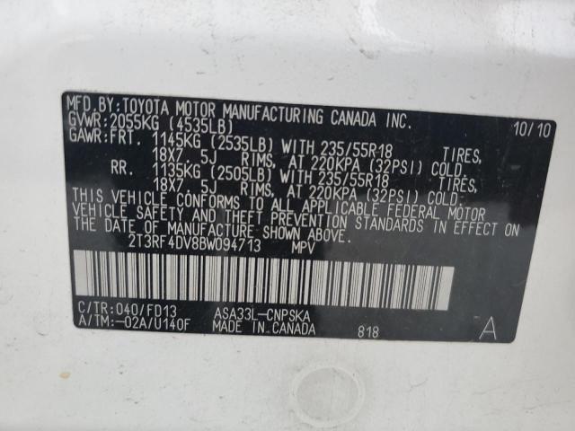 2011 Toyota Rav4 Sport VIN: 2T3RF4DV8BW094713 Lot: 58644334