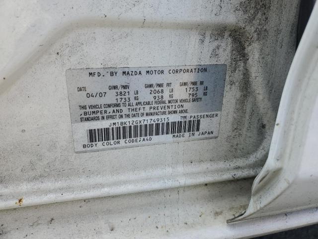 2007 Mazda 3 I VIN: JM1BK12GX71749315 Lot: 58869334