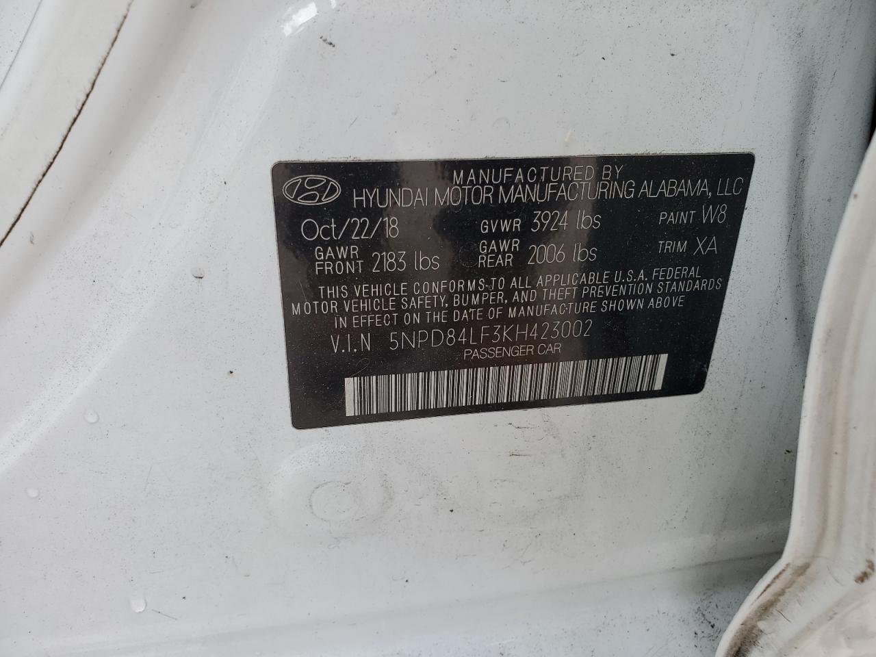 5NPD84LF3KH423002 2019 Hyundai Elantra Sel