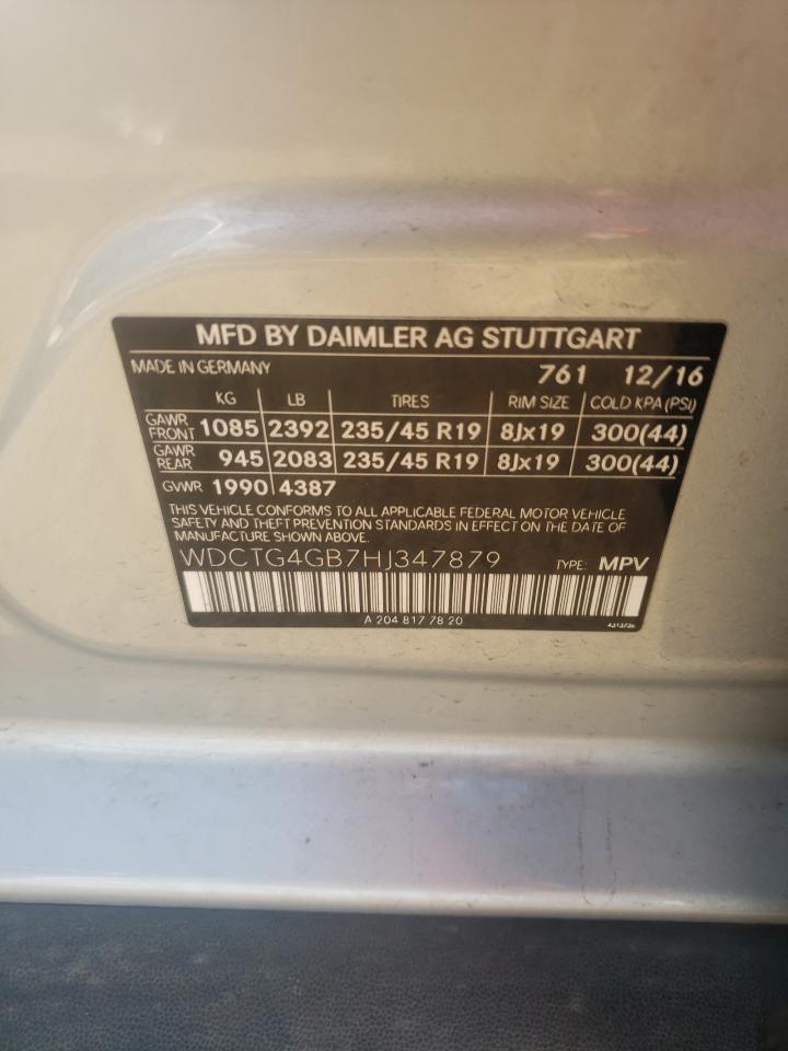 WDCTG4GB7HJ347879 2017 Mercedes-Benz Gla 250 4Matic