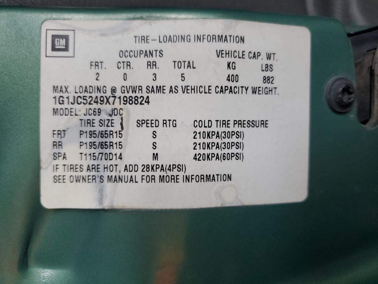 1G1JC5249X7198824 1999 Chevrolet Cavalier