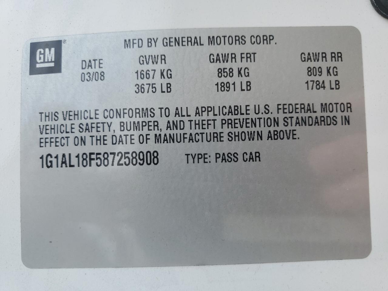 1G1AL18F587258908 2008 Chevrolet Cobalt Lt