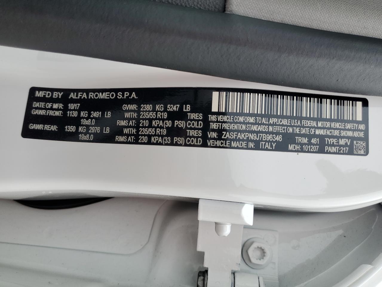 ZASFAKPN9J7B96346 2018 Alfa Romeo Stelvio Sport