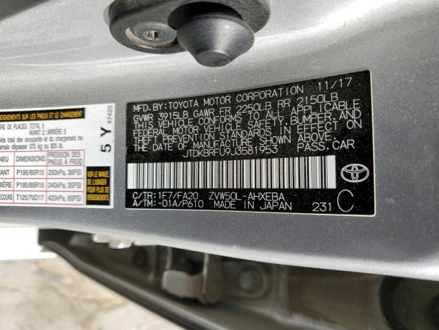 2018 Toyota Prius VIN: JTDKBRFU9J3581953 Lot: 57979764