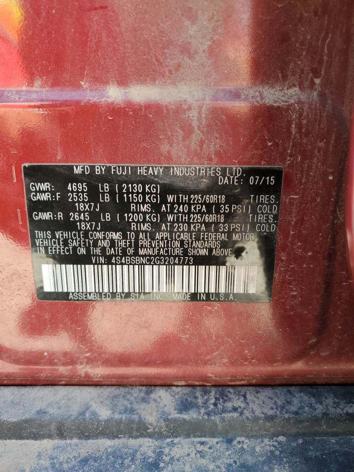 4S4BSBNC2G3204773 2016 Subaru Outback 2.5I Limited