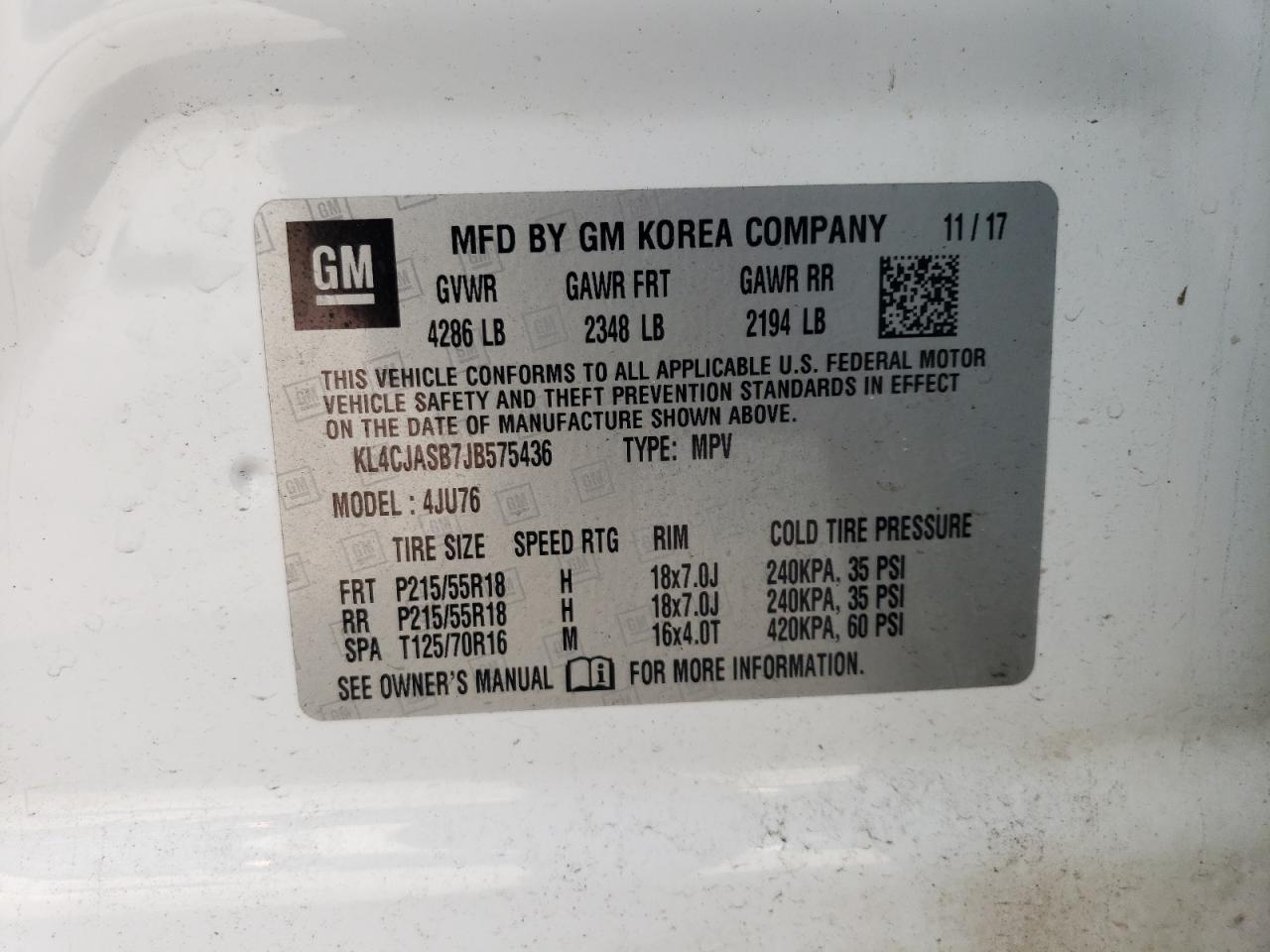 KL4CJASB7JB575436 2018 Buick Encore Preferred