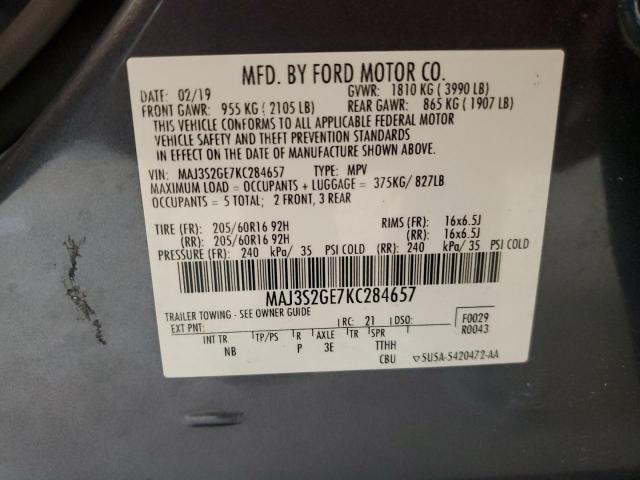 2019 Ford Ecosport Se VIN: MAJ3S2GE7KC284657 Lot: 57098204