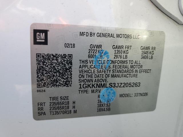 2018 GMC Acadia Slt-1 VIN: 1GKKNMLS3JZ205263 Lot: 58310394