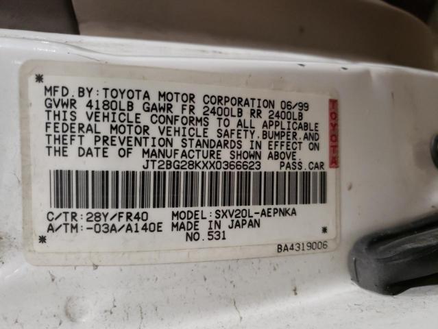 1999 Toyota Camry Le VIN: JT2BG28KXX0366623 Lot: 59336904