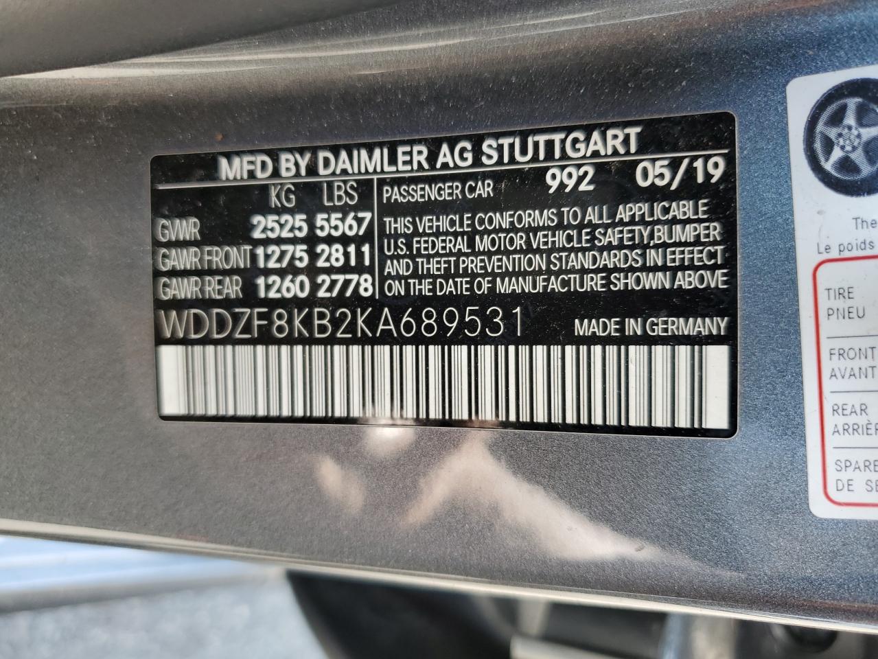 WDDZF8KB2KA689531 2019 Mercedes-Benz E 63 Amg-S 4Matic