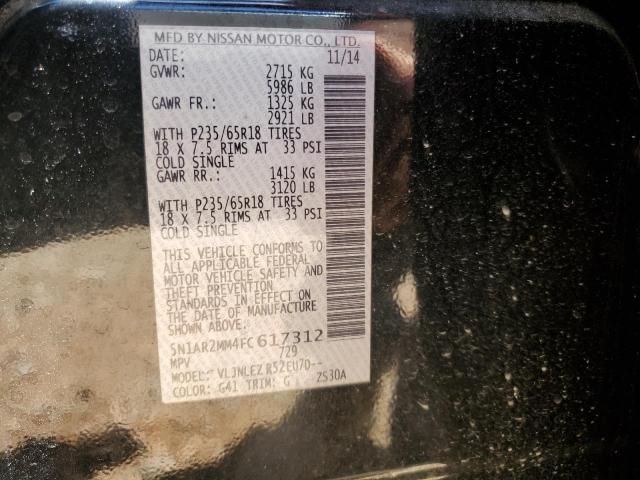 2015 Nissan Pathfinder S VIN: 5N1AR2MM4FC617312 Lot: 58754664