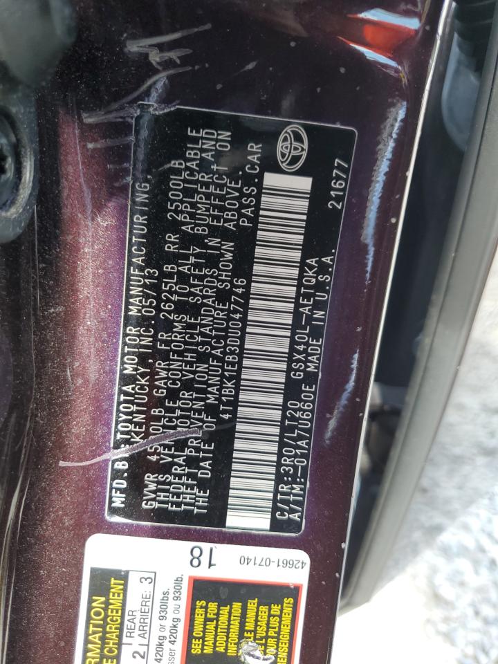 4T1BK1EB3DU047746 2013 Toyota Avalon Base