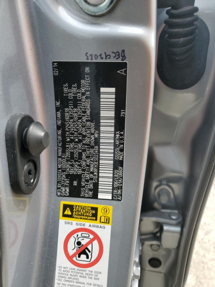 5TDJKRFH3ES023468 2014 Toyota Highlander Xle