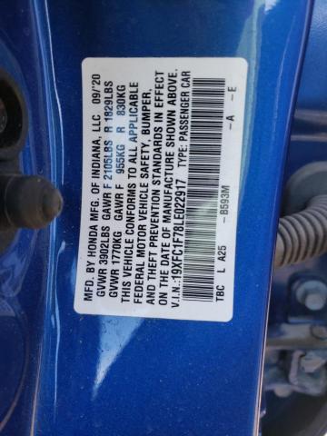 2020 Honda Civic Exl VIN: 19XFC1F78LE022917 Lot: 57867004