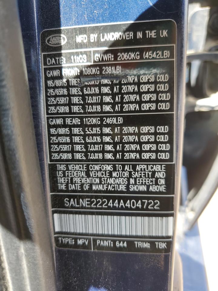 SALNE22244A404722 2004 Land Rover Freelander Hse