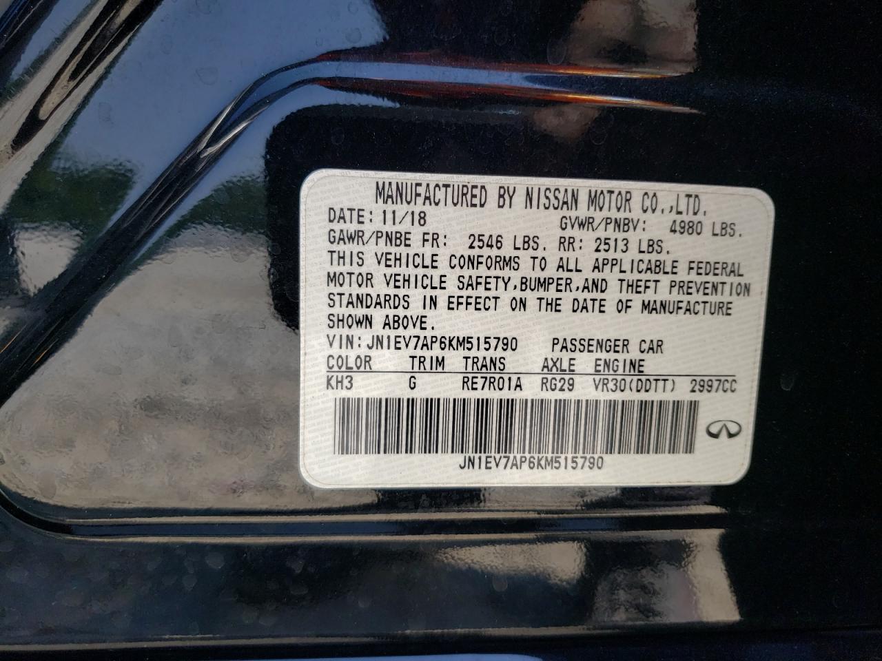 JN1EV7AP6KM515790 2019 Infiniti Q50 Luxe