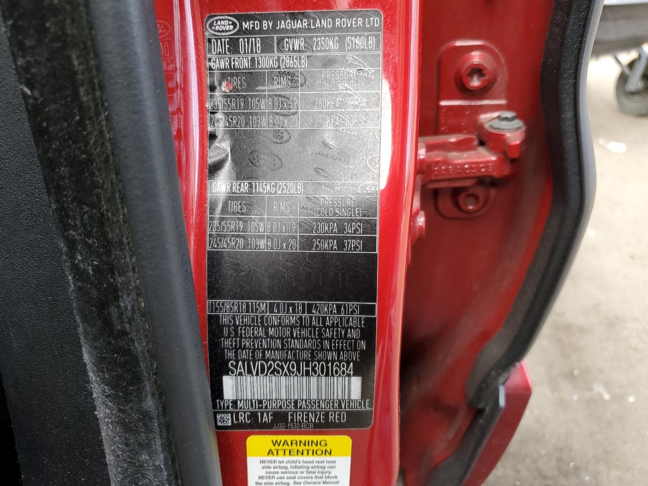 SALVD2SX9JH301684 2018 Land Rover Range Rover Evoque Hse Dynamic