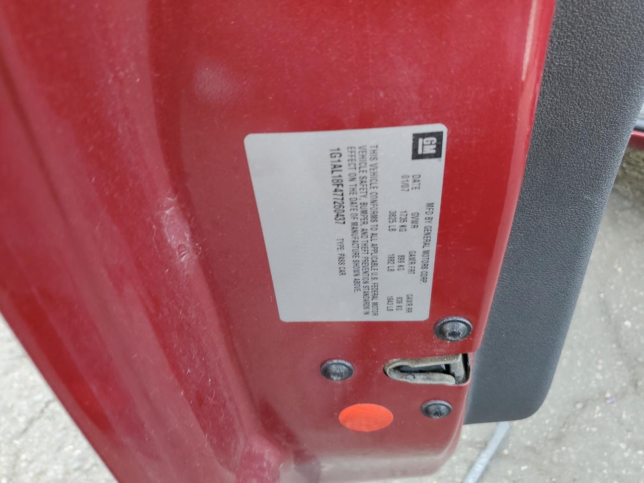 1G1AL18F477260437 2007 Chevrolet Cobalt Lt