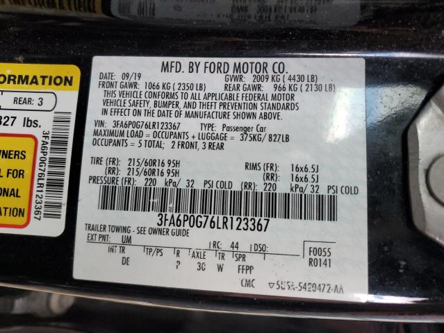 VIN 3FA6P0G76LR123367 2020 Ford Fusion, S no.12