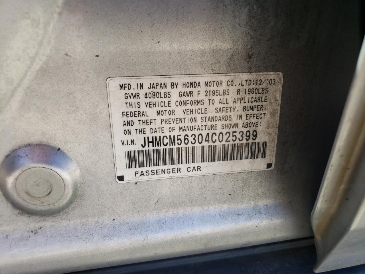 JHMCM56304C025399 2004 Honda Accord Lx