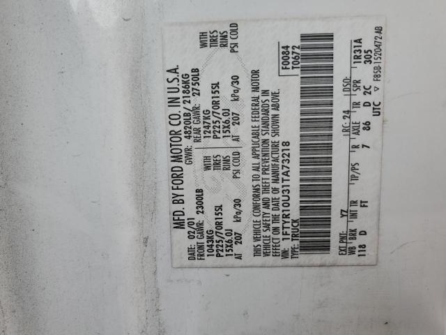 2001 Ford Ranger VIN: 1FTYR10U31TA73218 Lot: 61307194