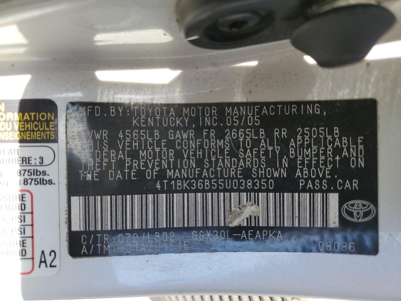 4T1BK36B55U038350 2005 Toyota Avalon Xl