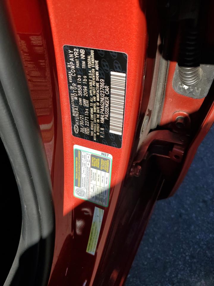 KMHLP4AG2NU237869 2022 Hyundai Elantra Limited