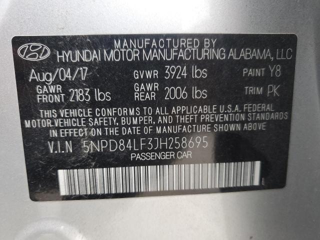 5NPD84LF3JH258695 2018 Hyundai Elantra Sel